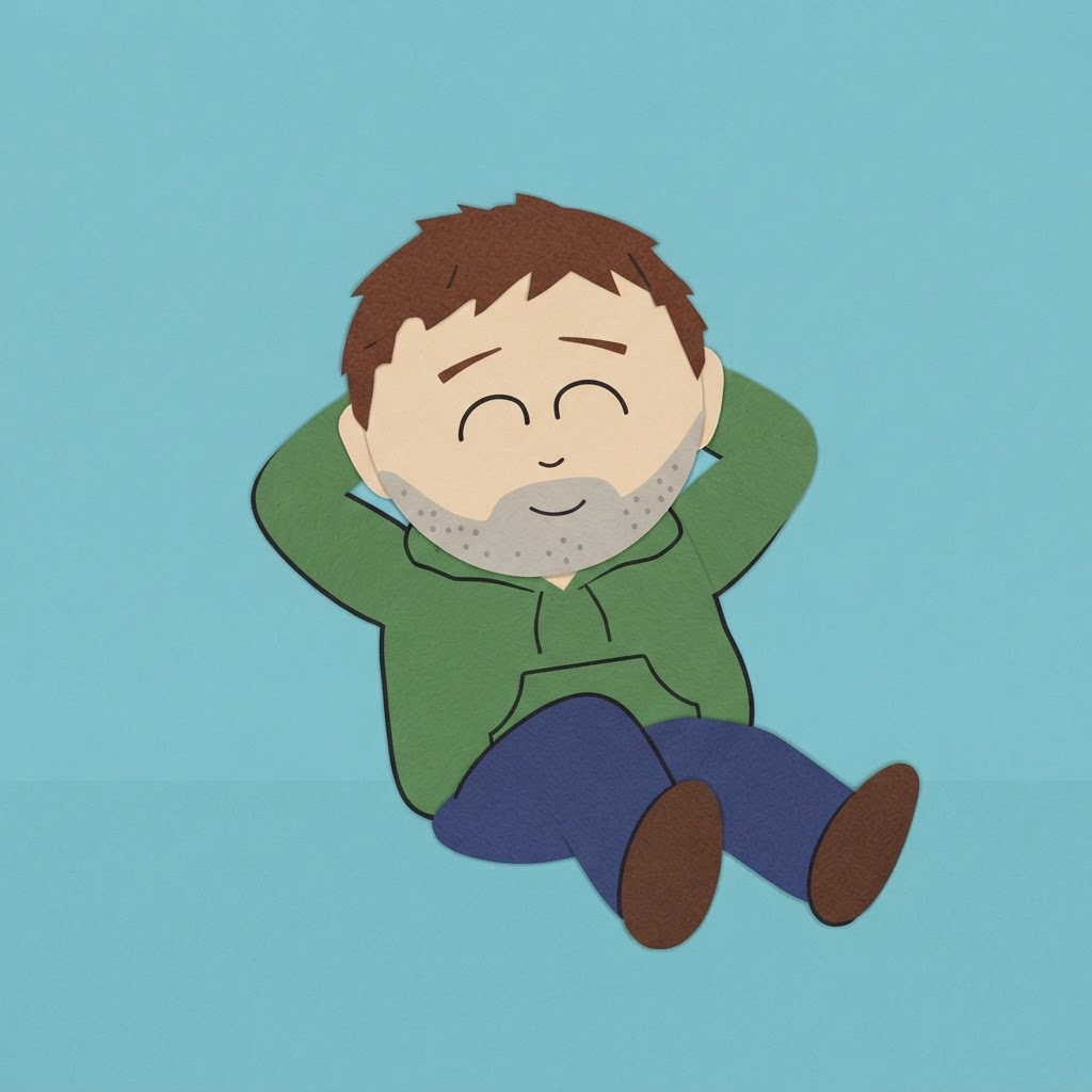 Портрет Михаила Соколова в стиле South Park, он отдыхает